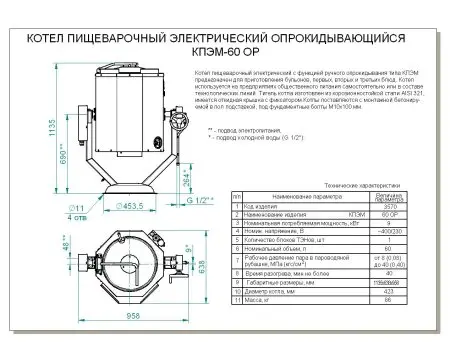Котел пищеварочный КПЭМ-60-ОР