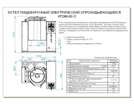 Котел пищеварочный КПЭМ-60-О