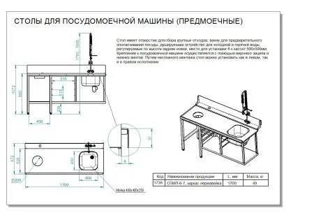 Стол предмоечный СПМП-6-7
